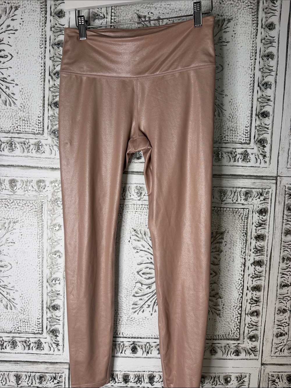Shimmery Taupe Faux-Leather Leggings
